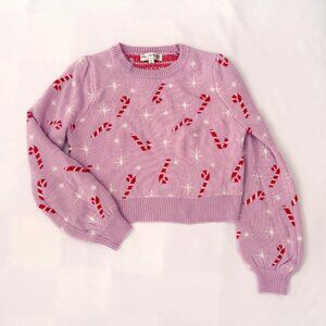 Miss Selfridge pink Christmas candy cane sweater US 8-10